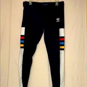 Adidas Women's Black Track Pants with Color Block Stripes